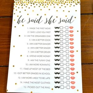 Bridal shower supplies